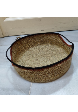 CESTA FIBRAS NATURAL, NEGRO Y TOSTADO BAO 23 X 7,5 CM.