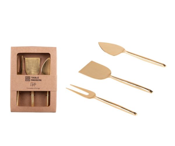 Set de 3 cuchillos de queso dorados Elit