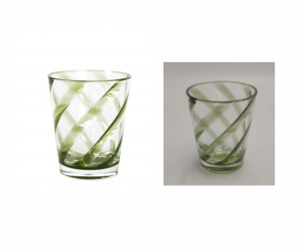 Vaso acrílico transparente rayas verdes